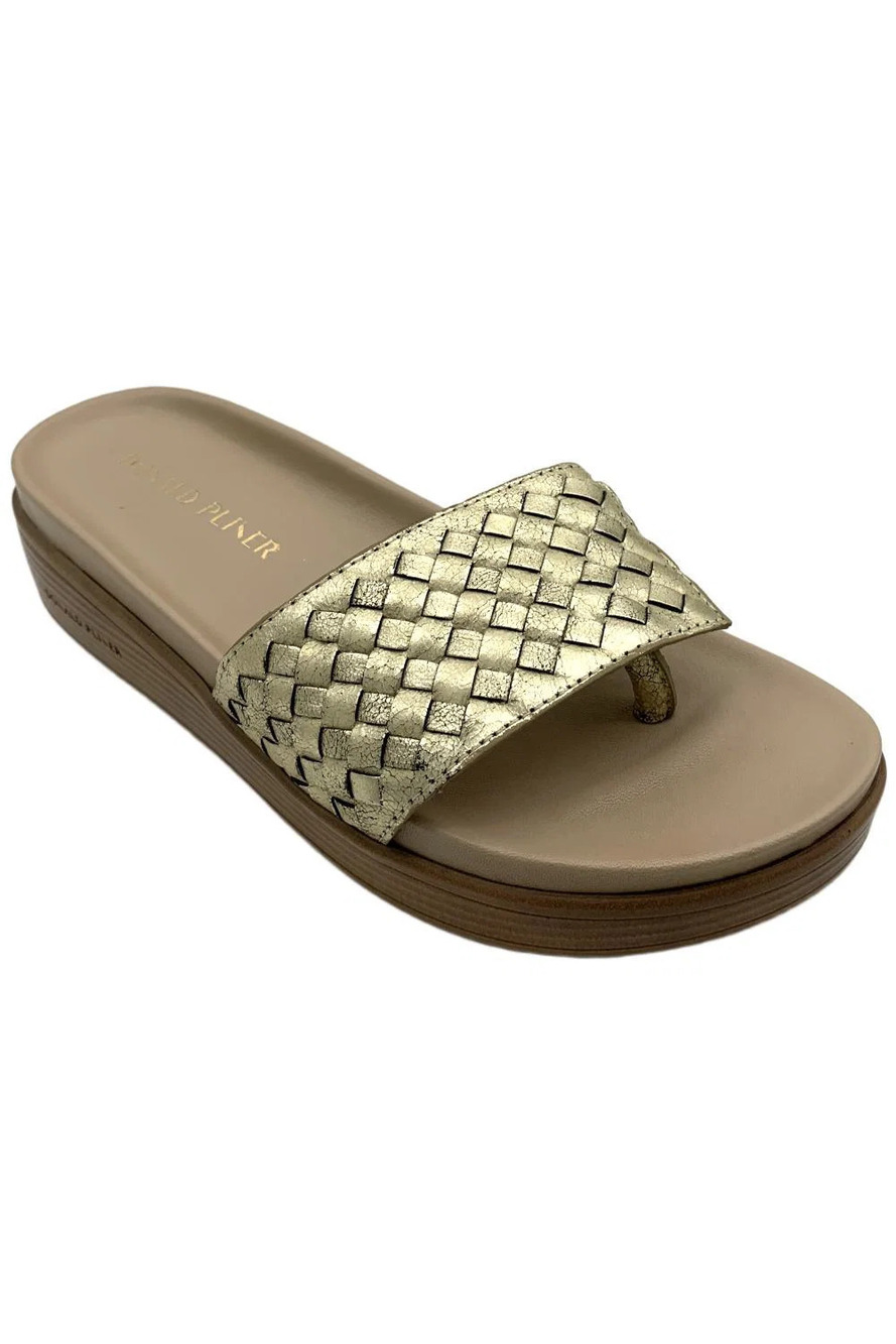 Donald Pliner Women's Fifi Vachetta Leather Slip-On Sandals Metallic - Medium